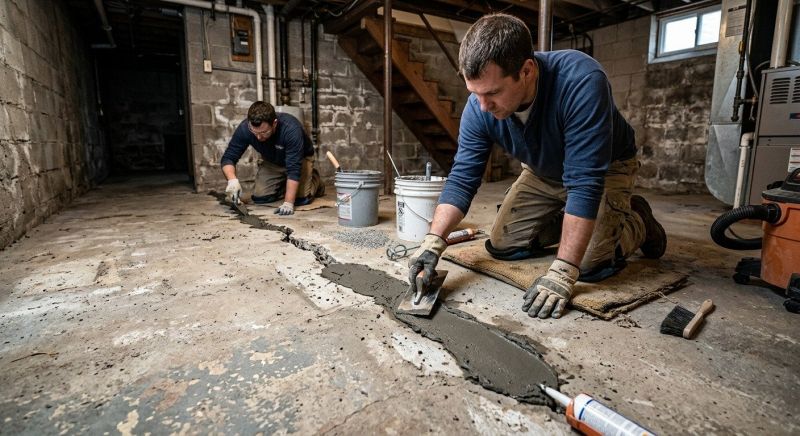 Cracked Basement Floor Repair in Loudoun County, VA